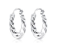  Twisted Style Silver Hoop Earring HO-2530